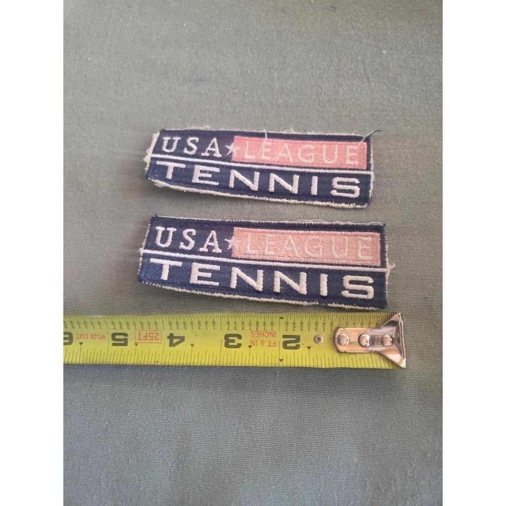 Set of 2 Vintage USA League Tennis Embroidered Patches Blue Pink White Star - Picture 2 of 3